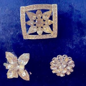Set of 3 vintage rhinestone pins